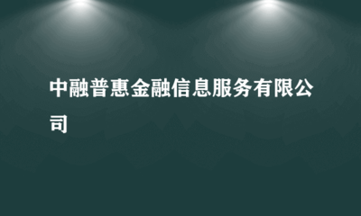 中融普惠金融信息服务